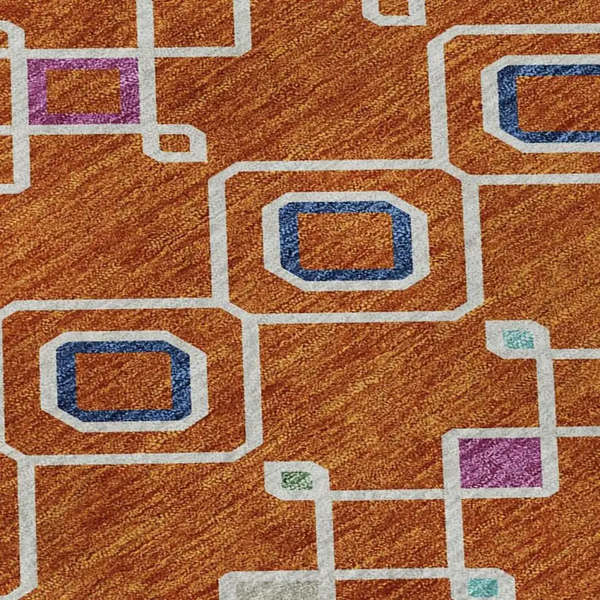 Orange Purple And Blue Southwestern Washable Area Rug With UV Protection Photo 3