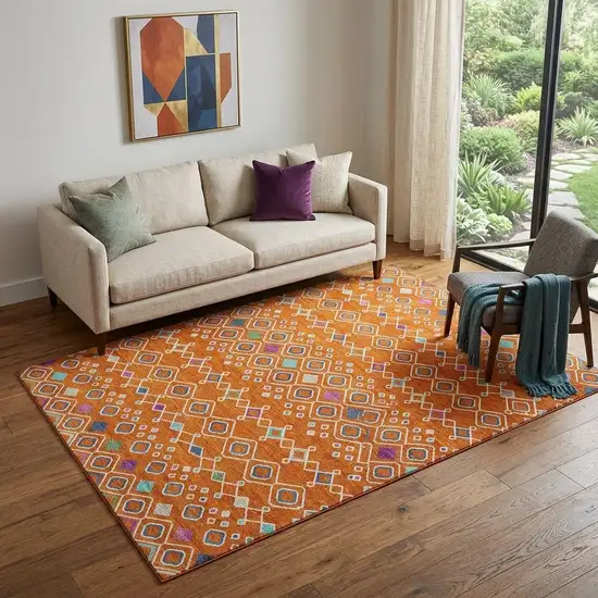 Orange Purple And Blue Southwestern Washable Area Rug With UV Protection Photo 1