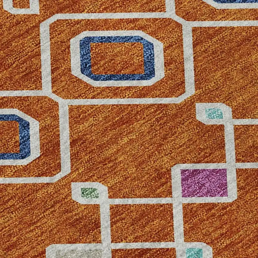 Orange Purple And Blue Southwestern Washable Area Rug With UV Protection Photo 2