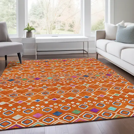 Orange Purple And Blue Southwestern Washable Area Rug With UV Protection Photo 5