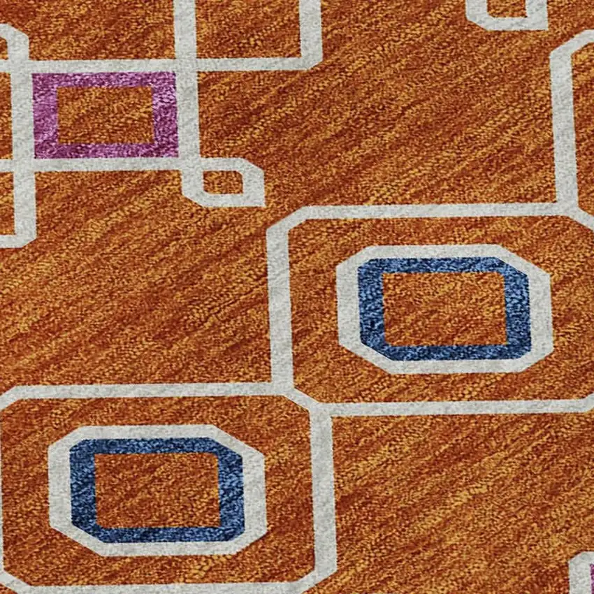 Orange Purple And Blue Southwestern Washable Area Rug With UV Protection Photo 2