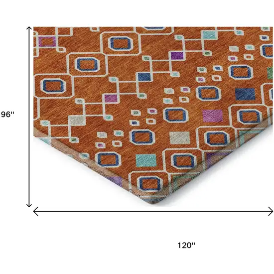 Orange Purple And Blue Southwestern Washable Area Rug With UV Protection Photo 9