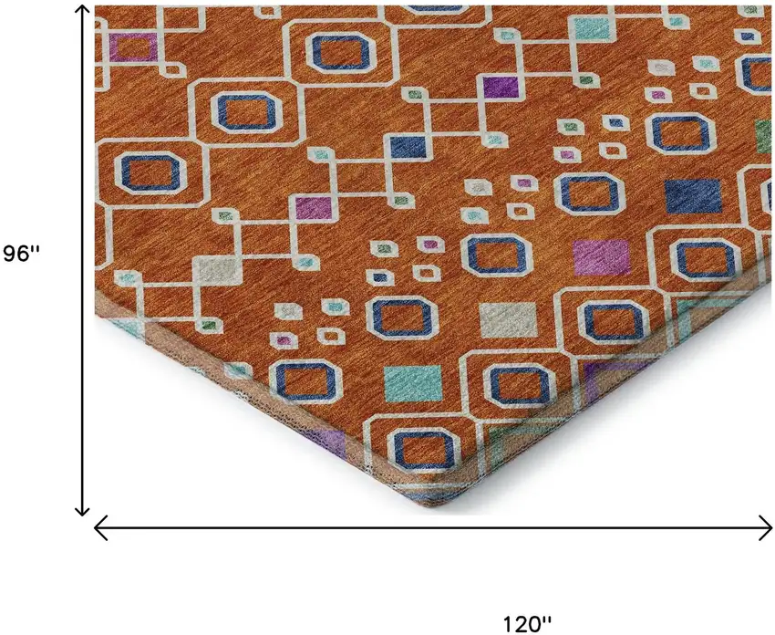 Orange Purple And Blue Southwestern Washable Area Rug With UV Protection Photo 9