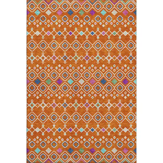 Orange Purple And Blue Southwestern Washable Area Rug With UV Protection Photo 7