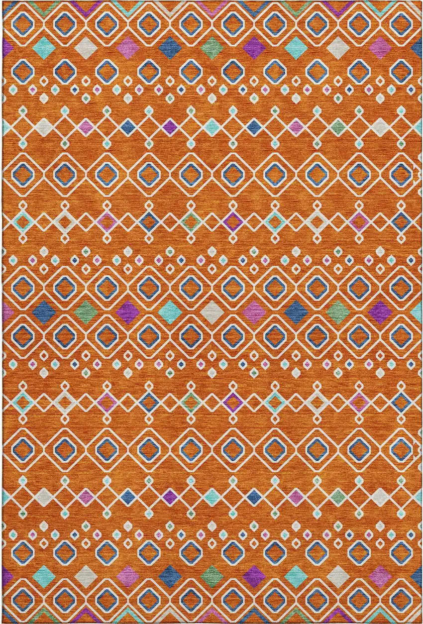 Orange Purple And Blue Southwestern Washable Area Rug With UV Protection Photo 7