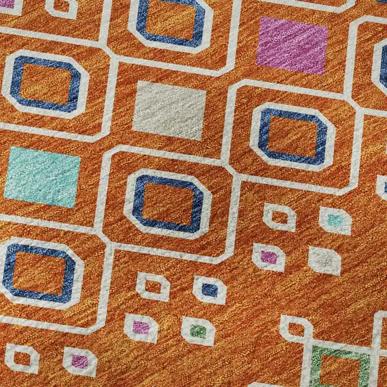Orange Purple And Blue Southwestern Washable Area Rug With UV Protection Photo 9