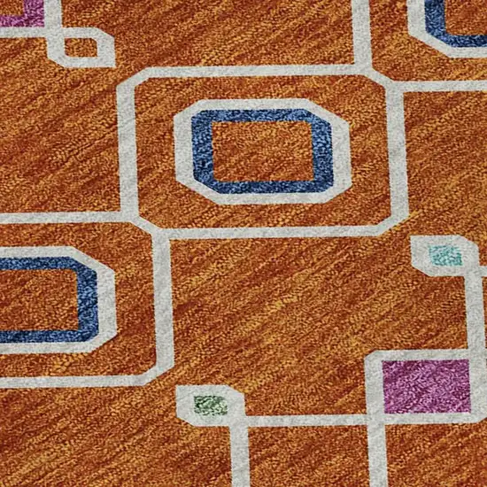 Orange Purple And Blue Southwestern Washable Area Rug With UV Protection Photo 2