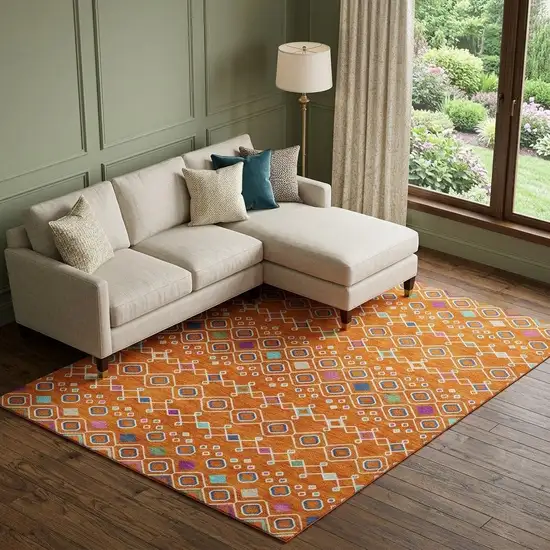 Orange Purple And Blue Southwestern Washable Area Rug With UV Protection Photo 1