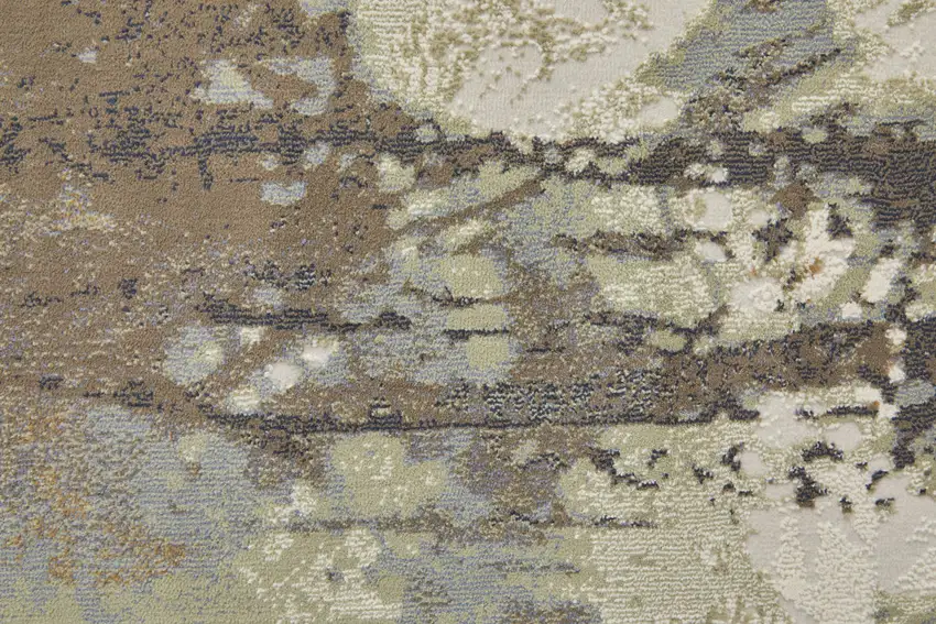 Beige Bronze And Black Abstract Area Rug Photo 8
