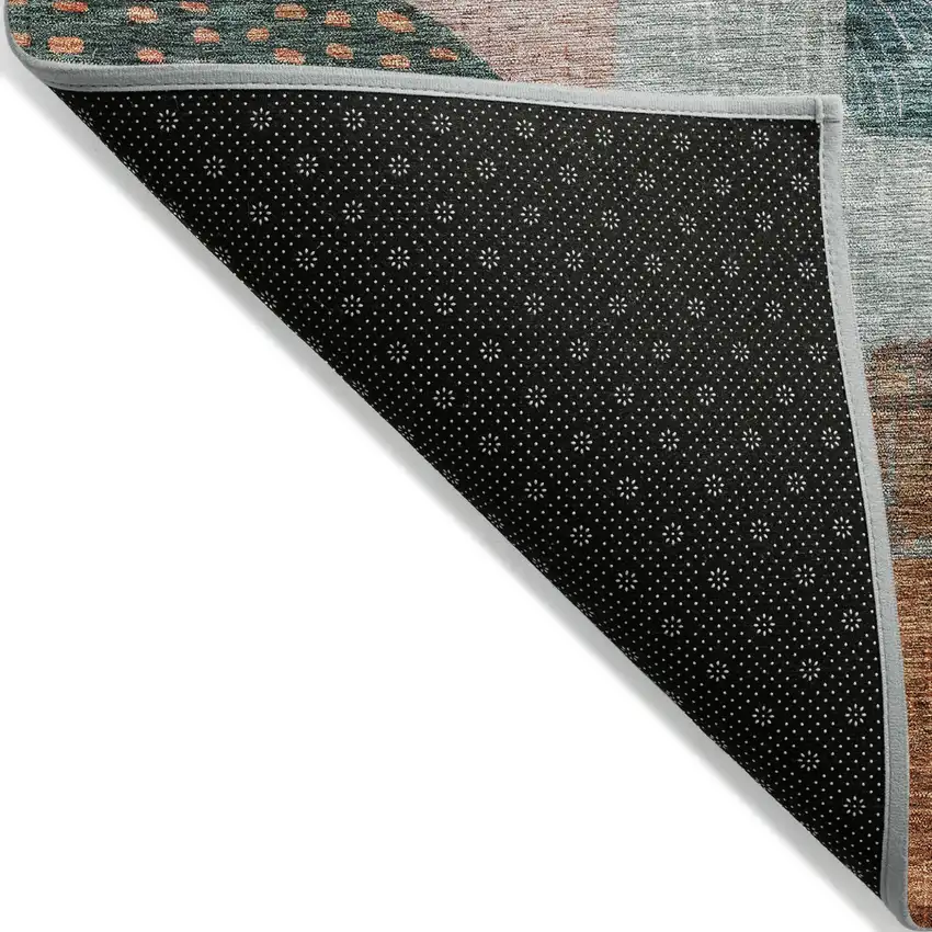 Orange Purple And Green Geometric Washable Indoor Outdoor Area Rug Photo 4
