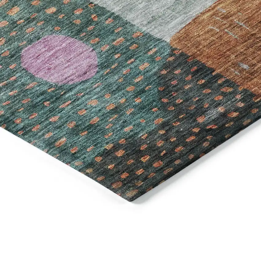 Orange Purple And Green Geometric Washable Indoor Outdoor Area Rug Photo 3