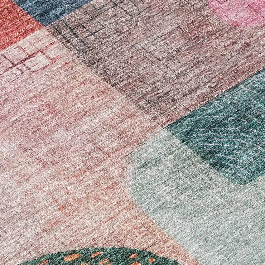 Orange Purple And Green Geometric Washable Indoor Outdoor Area Rug Photo 6
