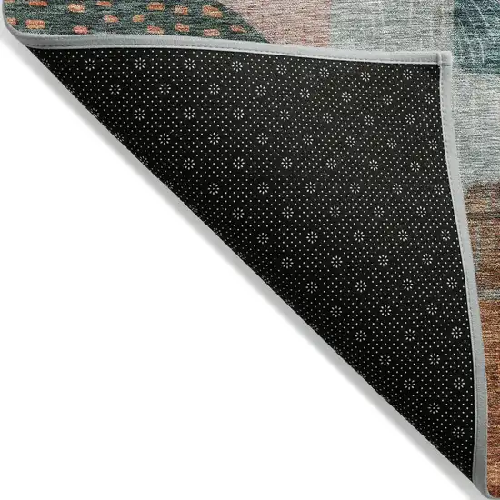 Orange Purple And Green Geometric Washable Indoor Outdoor Area Rug Photo 4