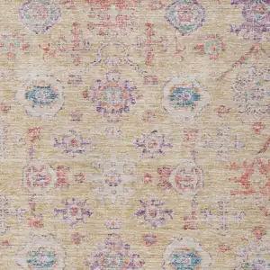 Photo of Orange Purple And Teal Blue Damask Washable Indoor Outdoor Area Rug