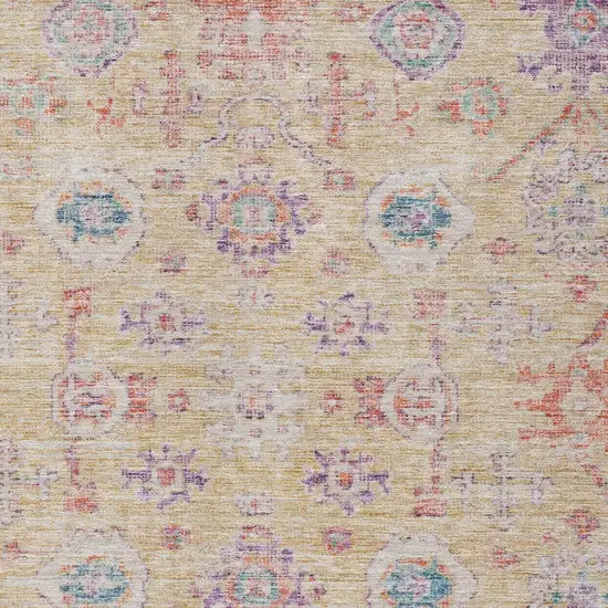 Orange Purple And Teal Blue Damask Washable Indoor Outdoor Area Rug Photo 6