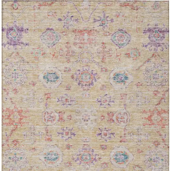 Orange Purple And Teal Blue Damask Washable Indoor Outdoor Area Rug Photo 7