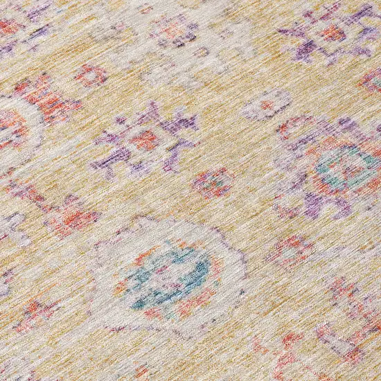 Orange Purple And Teal Blue Damask Washable Indoor Outdoor Area Rug Photo 3