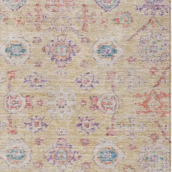 Orange Purple And Teal Blue Damask Washable Indoor Outdoor Area Rug Photo 6