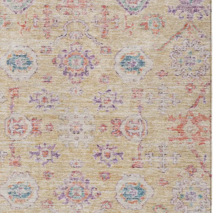 Orange Purple And Teal Blue Damask Washable Indoor Outdoor Area Rug Photo 6