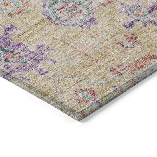 Orange Purple And Teal Blue Damask Washable Indoor Outdoor Area Rug Photo 5