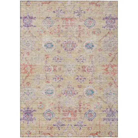 Orange Purple And Teal Blue Damask Washable Indoor Outdoor Area Rug Photo 2