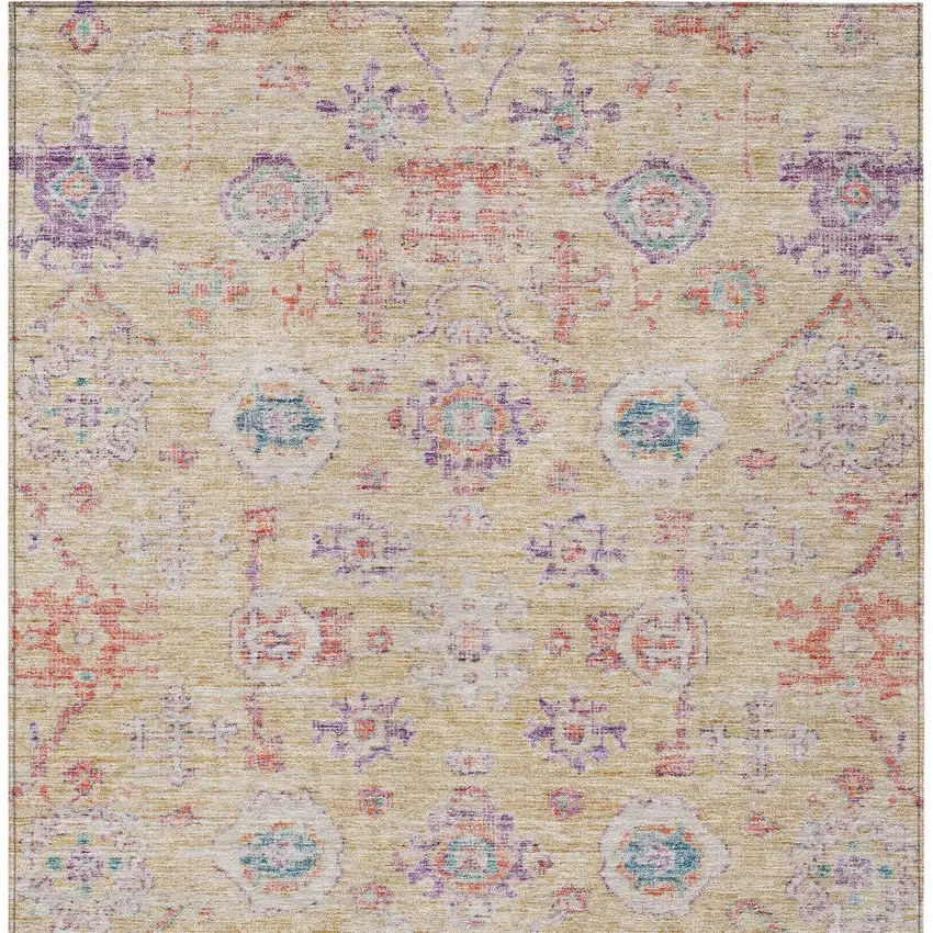 Orange Purple And Teal Blue Damask Washable Indoor Outdoor Area Rug Photo 6