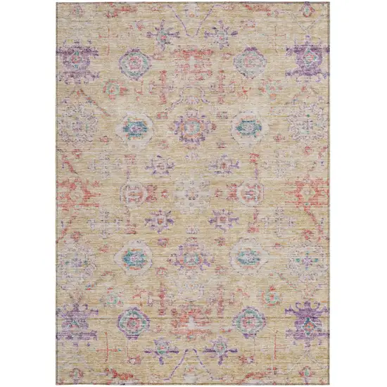 Orange Purple And Teal Blue Damask Washable Indoor Outdoor Area Rug Photo 7