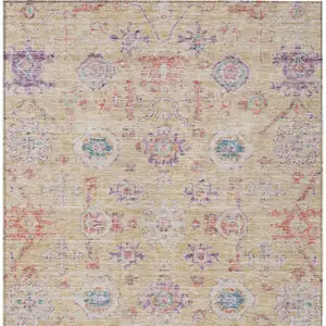 Photo of Orange Purple And Teal Blue Damask Washable Indoor Outdoor Area Rug