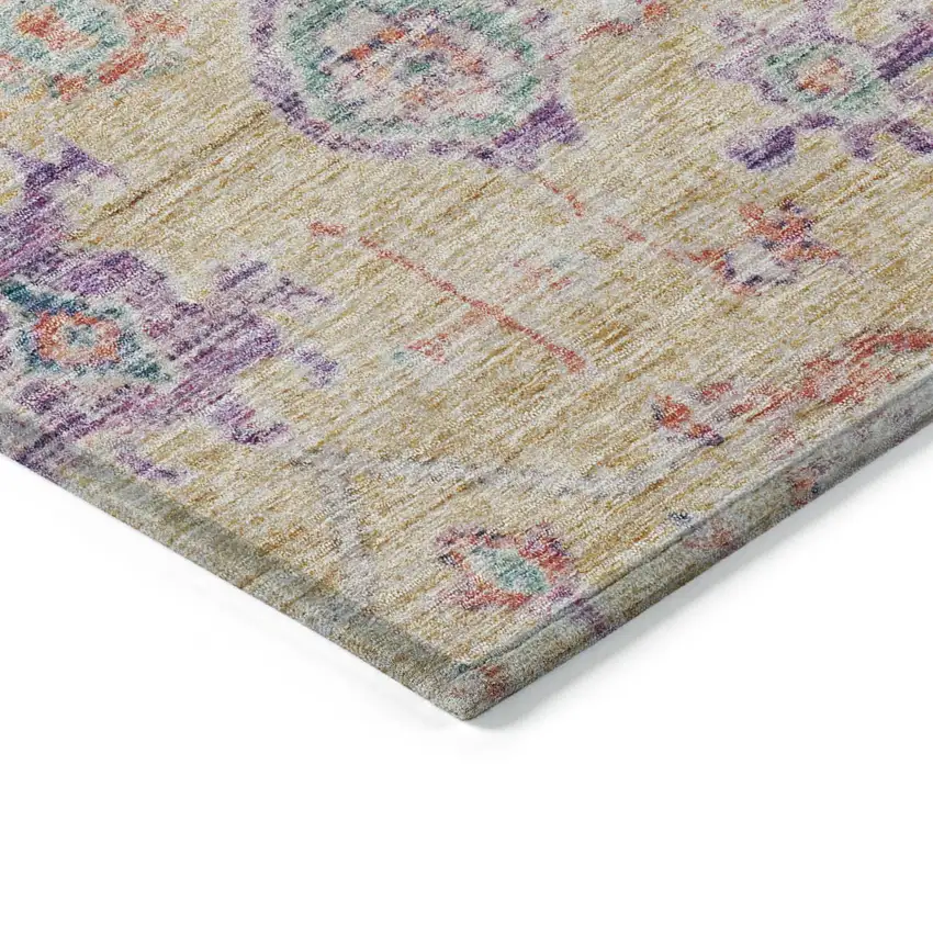 Orange Purple And Teal Blue Damask Washable Indoor Outdoor Area Rug Photo 5