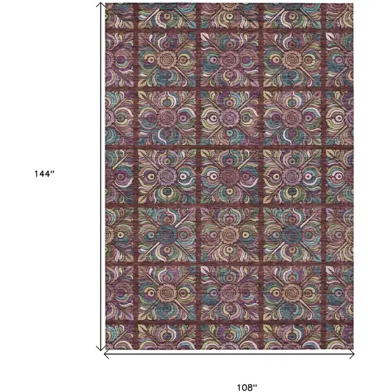Orange Purple And Teal Blue Medallion Washable Indoor Outdoor Area Rug Photo 3