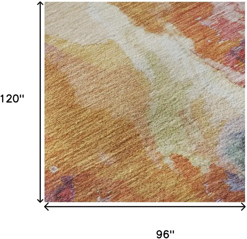 Orange Red And Teal Abstract Washable Area Rug With UV Protection Photo 9