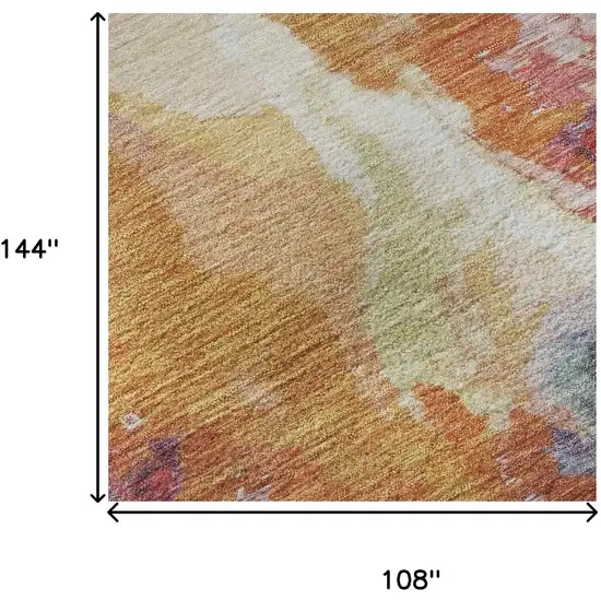 Orange Red And Teal Abstract Washable Area Rug With UV Protection Photo 8