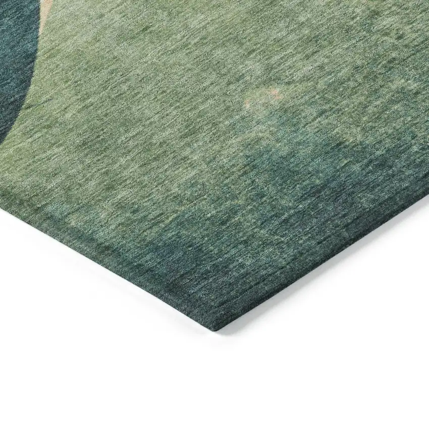 Orange Red And Teal Blue Abstract Washable Indoor Outdoor Area Rug Photo 5