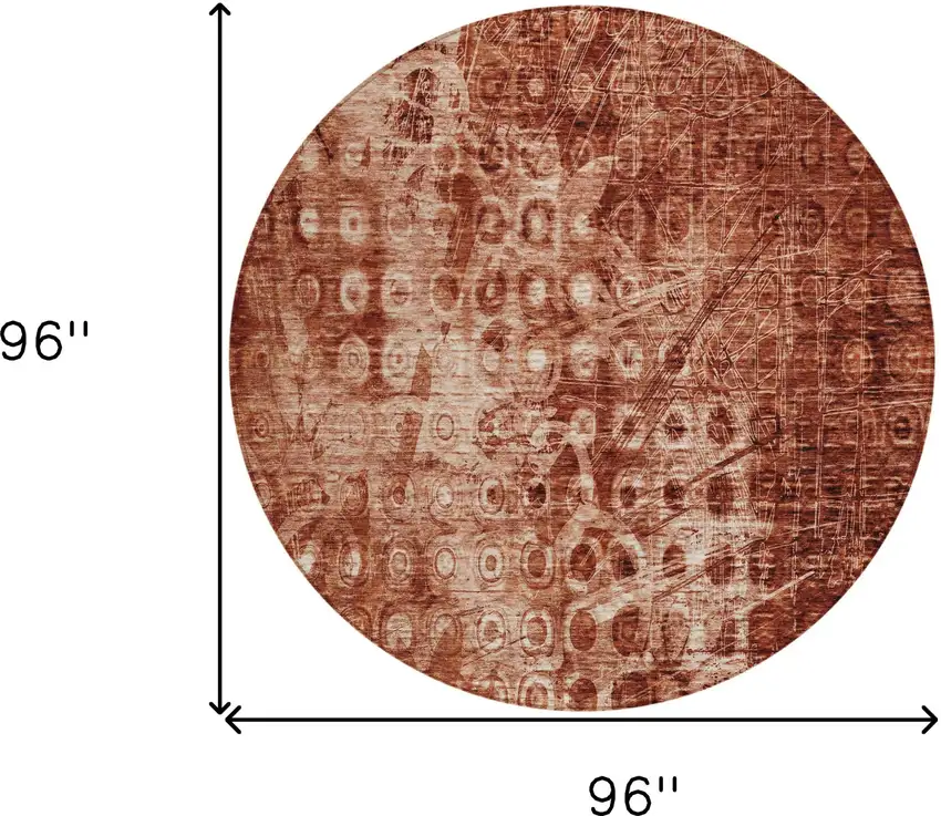 Orange Round Ikat Washable Non Skid Indoor Outdoor Area Rug Photo 3