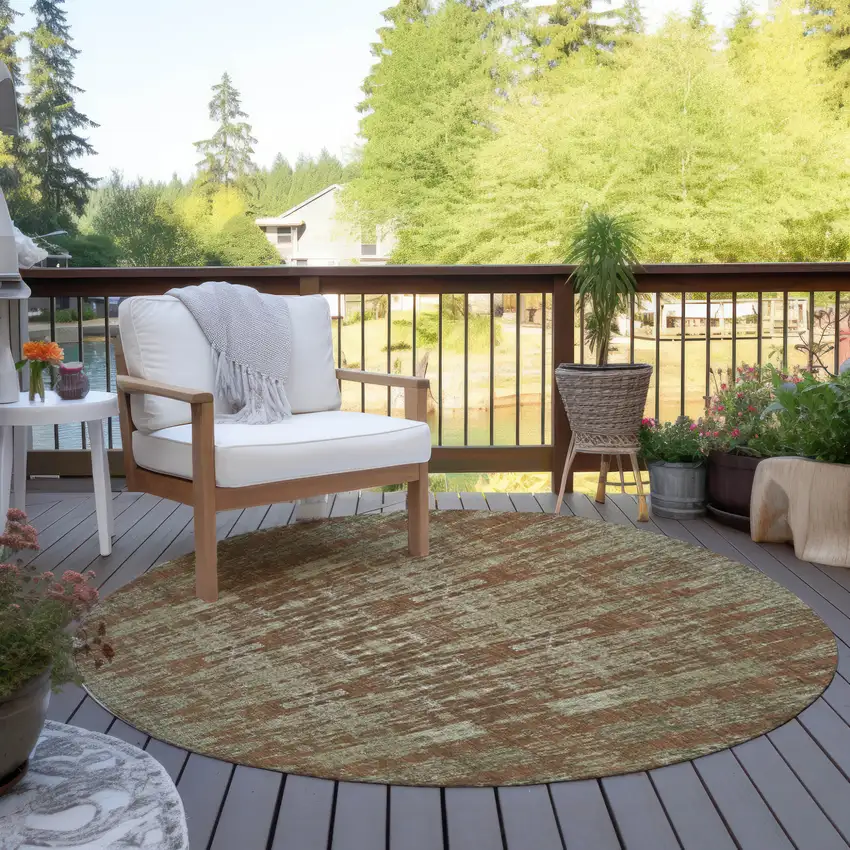 Orange Round Moroccan Washable Non Skid Indoor Outdoor Area Rug Photo 5