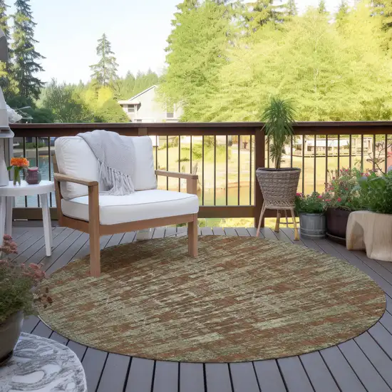Orange Round Moroccan Washable Non Skid Indoor Outdoor Area Rug Photo 5