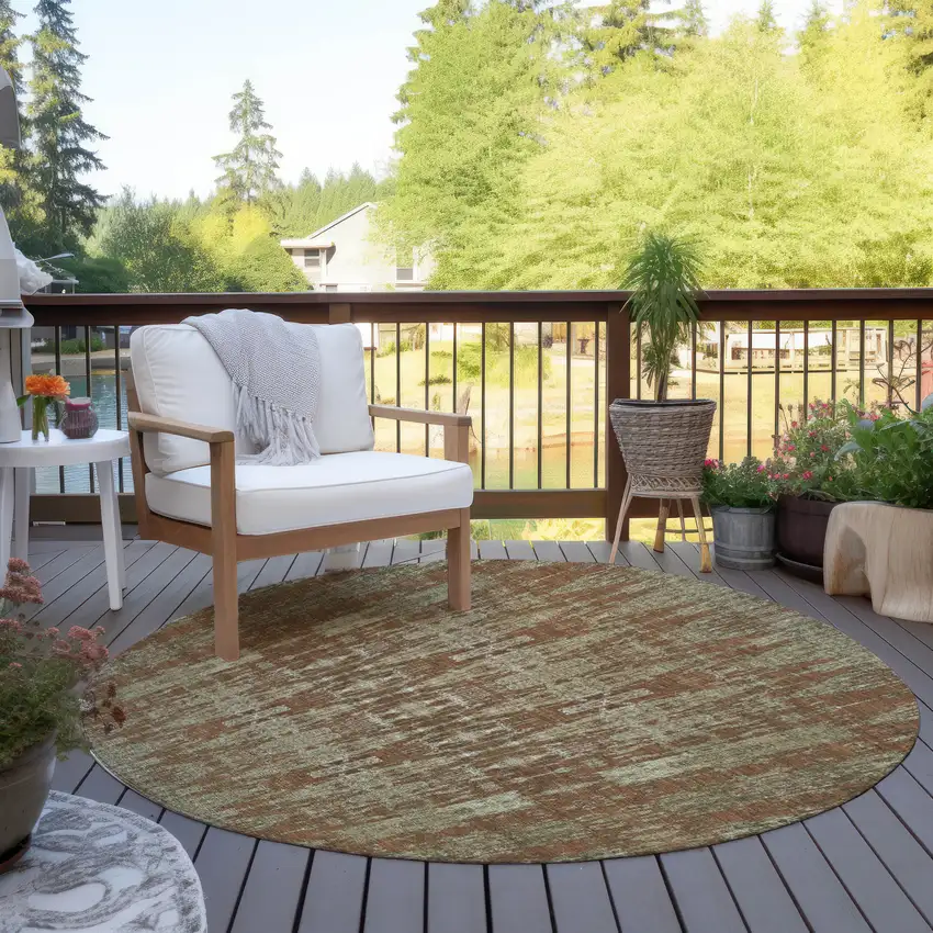 Orange Round Moroccan Washable Non Skid Indoor Outdoor Area Rug Photo 5