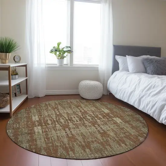 Orange Round Moroccan Washable Non Skid Indoor Outdoor Area Rug Photo 6