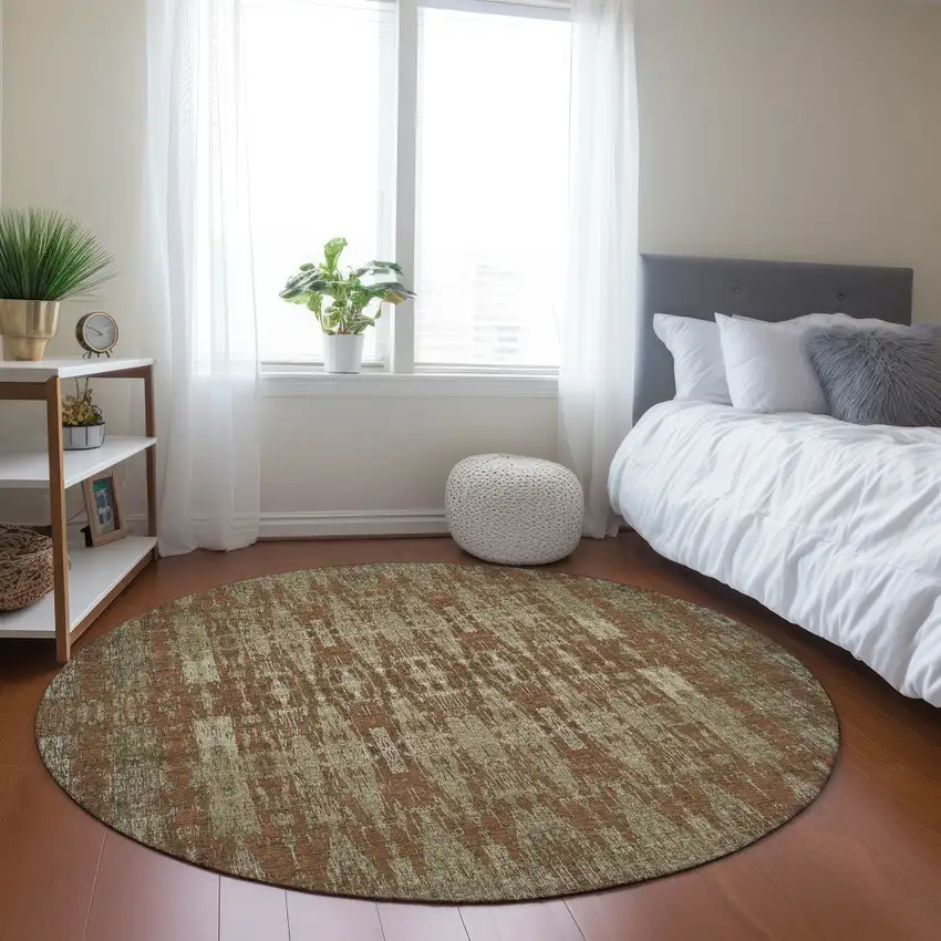 Orange Round Moroccan Washable Non Skid Indoor Outdoor Area Rug Photo 6
