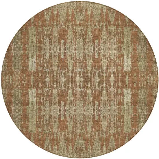 Orange Round Moroccan Washable Non Skid Indoor Outdoor Area Rug Photo 2