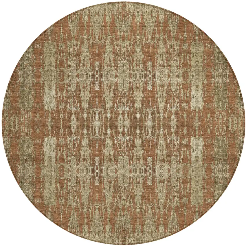 Orange Round Moroccan Washable Non Skid Indoor Outdoor Area Rug Photo 2