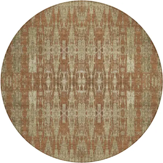 Orange Round Moroccan Washable Non Skid Indoor Outdoor Area Rug Photo 2