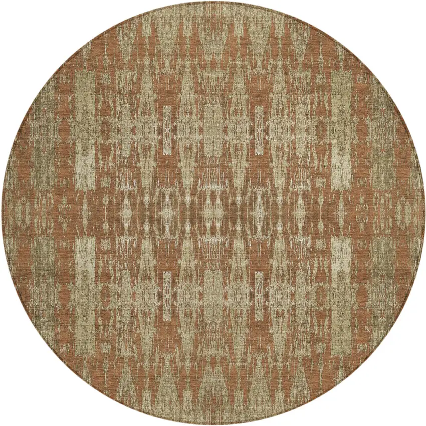 Orange Round Moroccan Washable Non Skid Indoor Outdoor Area Rug Photo 2