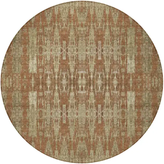 Orange Round Moroccan Washable Non Skid Indoor Outdoor Area Rug Photo 4