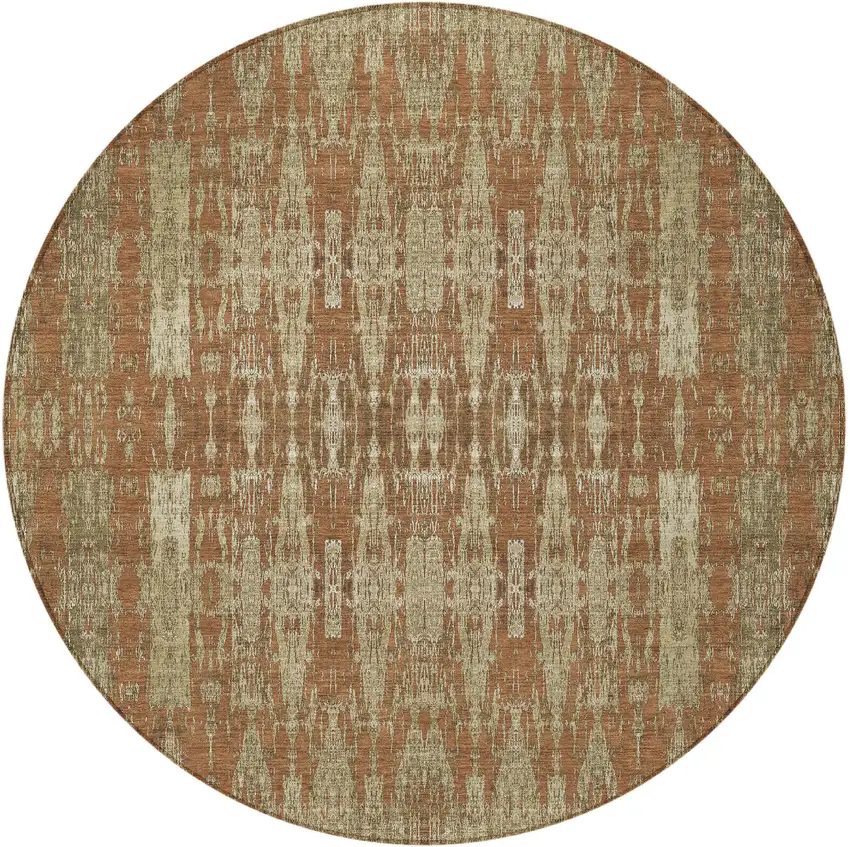 Orange Round Moroccan Washable Non Skid Indoor Outdoor Area Rug Photo 4