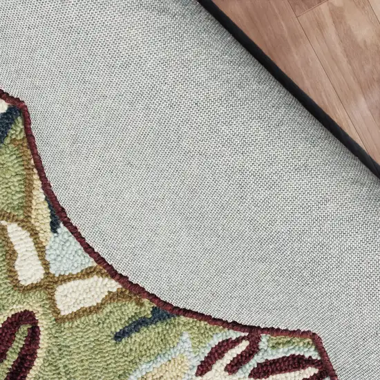 Orange Round Wool Floral Hand Tufted Area Rug Photo 9