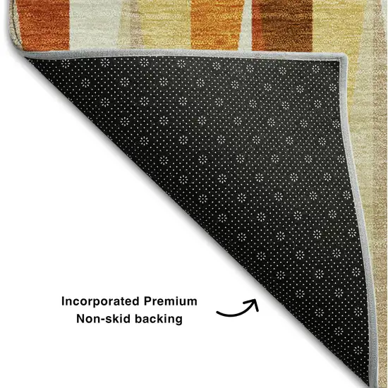 Orange Rust And Ivory Geometric Washable Area Rug With UV Protection Photo 6