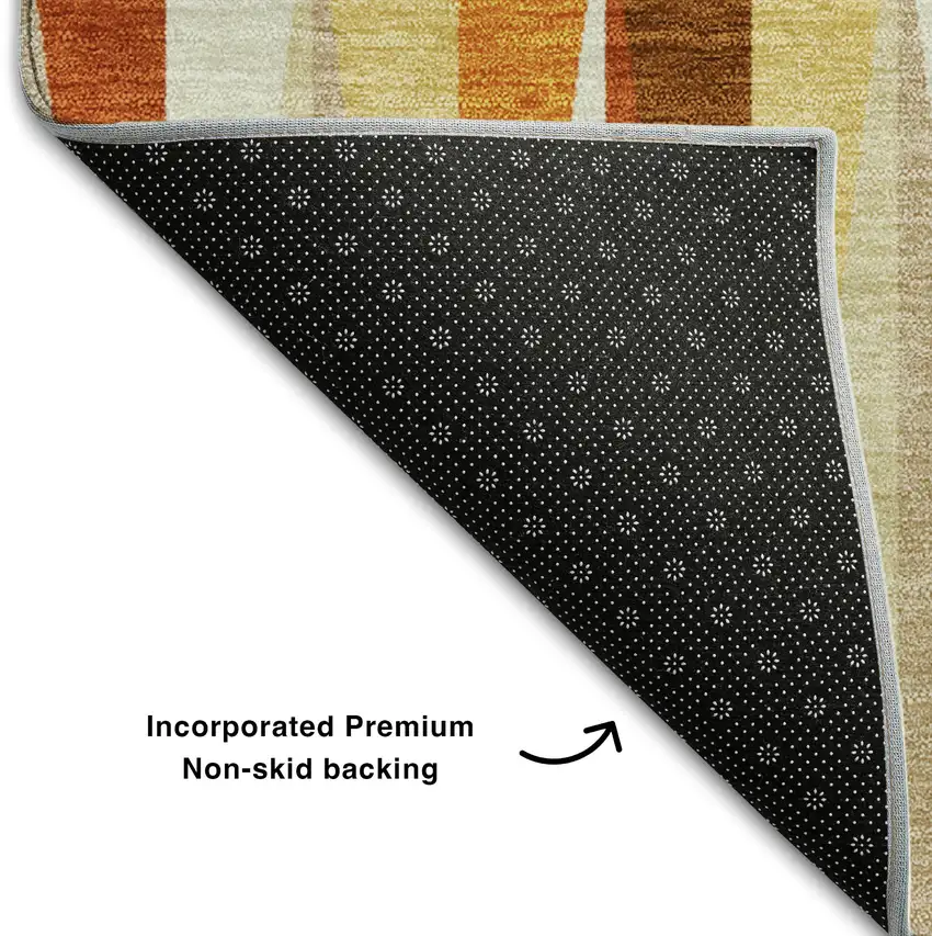 Orange Rust And Ivory Geometric Washable Area Rug With UV Protection Photo 6