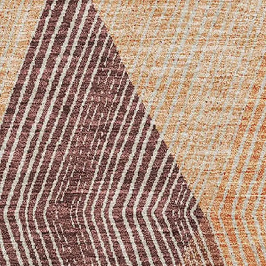 Orange Salmon And Ivory Geometric Washable Area Rug With UV Protection Photo 3