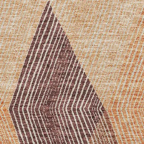 Orange Salmon And Ivory Geometric Washable Area Rug With UV Protection Photo 3
